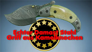 Perkin Damast Stahl Klappmesser mit Kamelknochen Griff