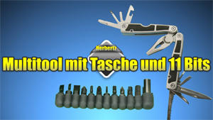 Herbertz Multitool Alu mit Tasche und 11 Bits